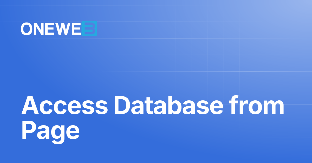Access Database from Page | EN | ONEWEB Platform